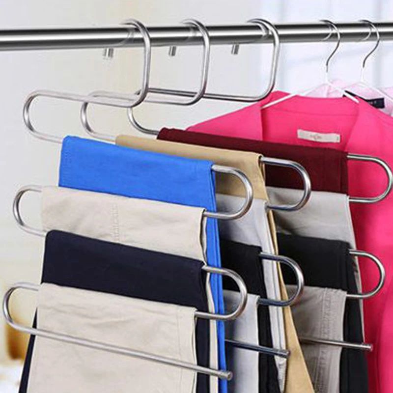 5Tier Stainless Steel Pants Hanger SpaceSaving MultiLayer Closet Organizer Rack 2