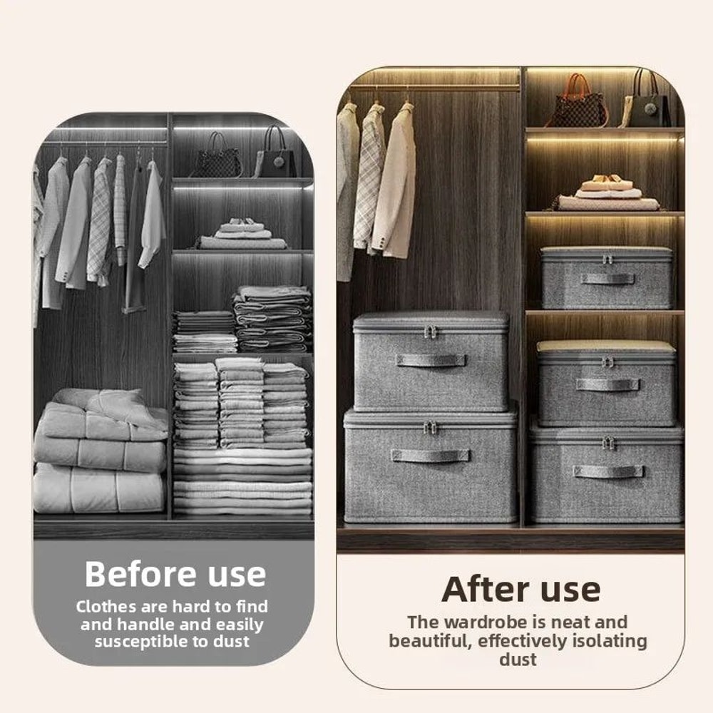 Foldable Fabric Storage Box With Wheels Password Lock Collapsible Closet Organizer Container 2