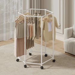hexagon rotating floor clothes rack – 360° movable garment organizer & hat stand
