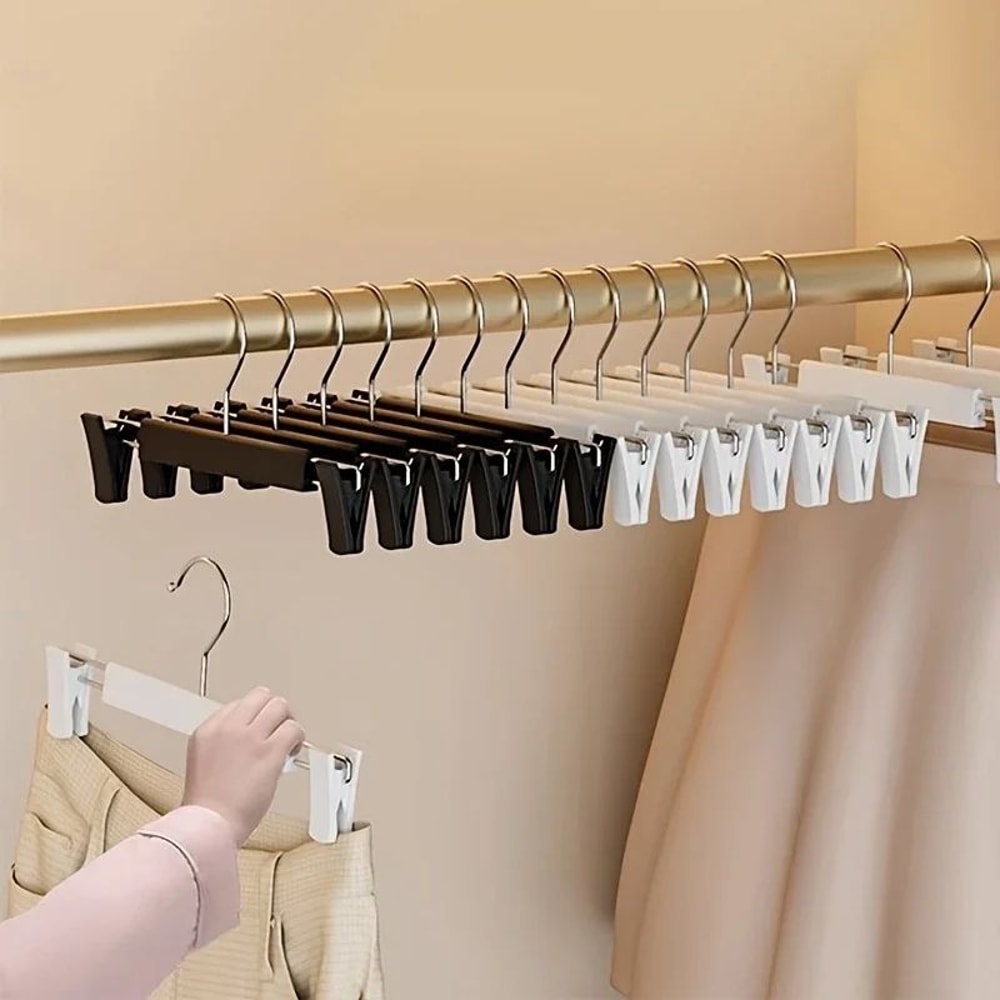 Adjustable Clip Pants Skirt Hangers SpaceSaving Trouser Garment Organizer 1