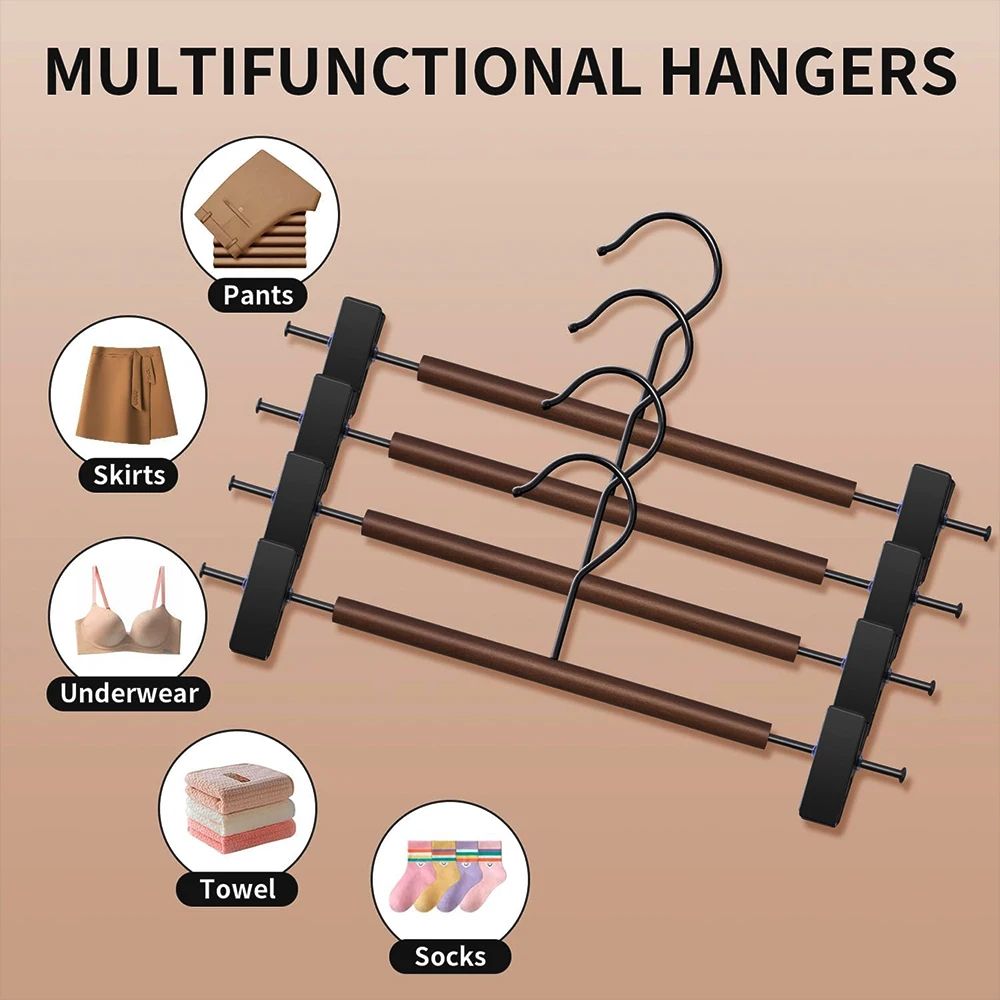 5Pack MultiPurpose Clothes Pants Hangers Portable SpaceSaving Drying Rack Hooks 3