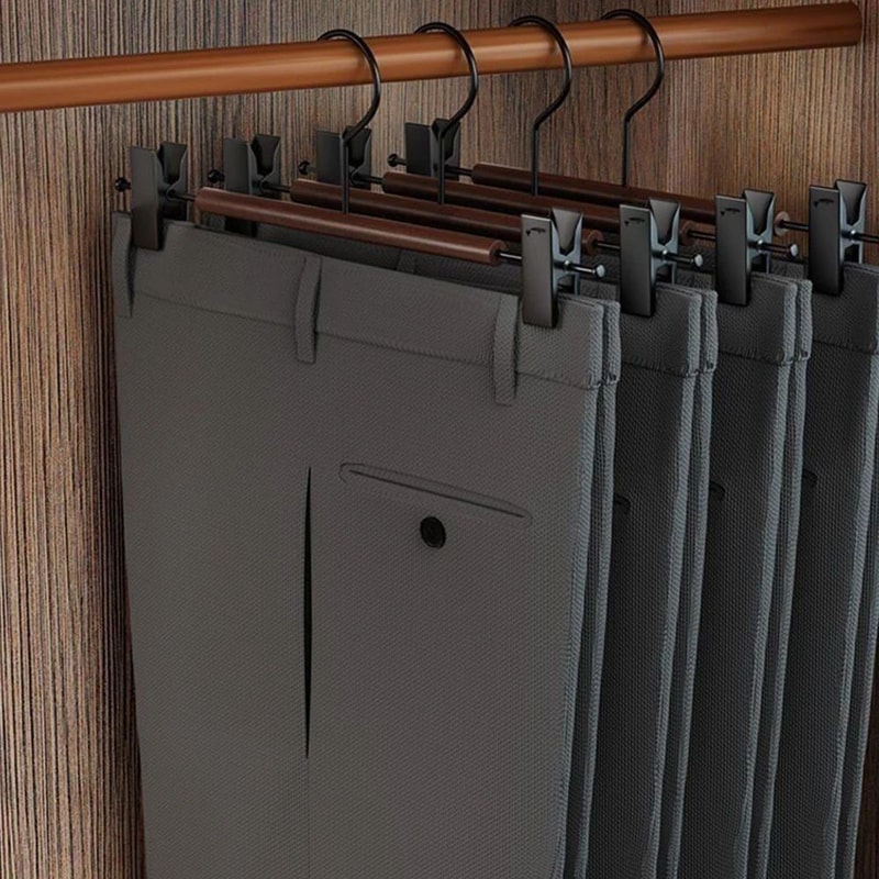 5Pack MultiPurpose Clothes Pants Hangers Portable SpaceSaving Drying Rack Hooks 5