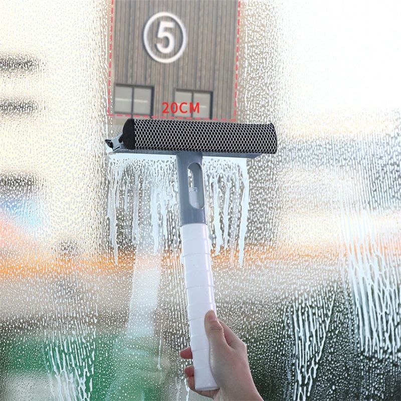 3in1 Window Cleaning Brush With Spray DoubleSided Glass Squeegee Sponge Wiper 2