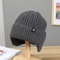 Mens Winter Knitted Peaked Hat Plush Faux Fur Lined Bomber Cap With Ear Protection 7