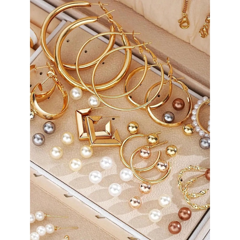 86Piece Elegant Pearl Jewelry Set MultiLayer Necklace Earrings Rings Stud Collection 3