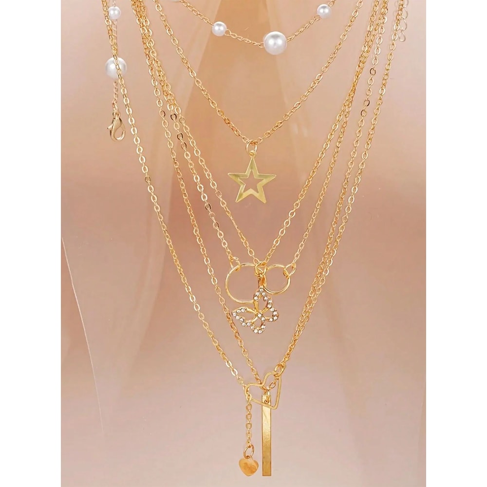 86Piece Elegant Pearl Jewelry Set MultiLayer Necklace Earrings Rings Stud Collection 5