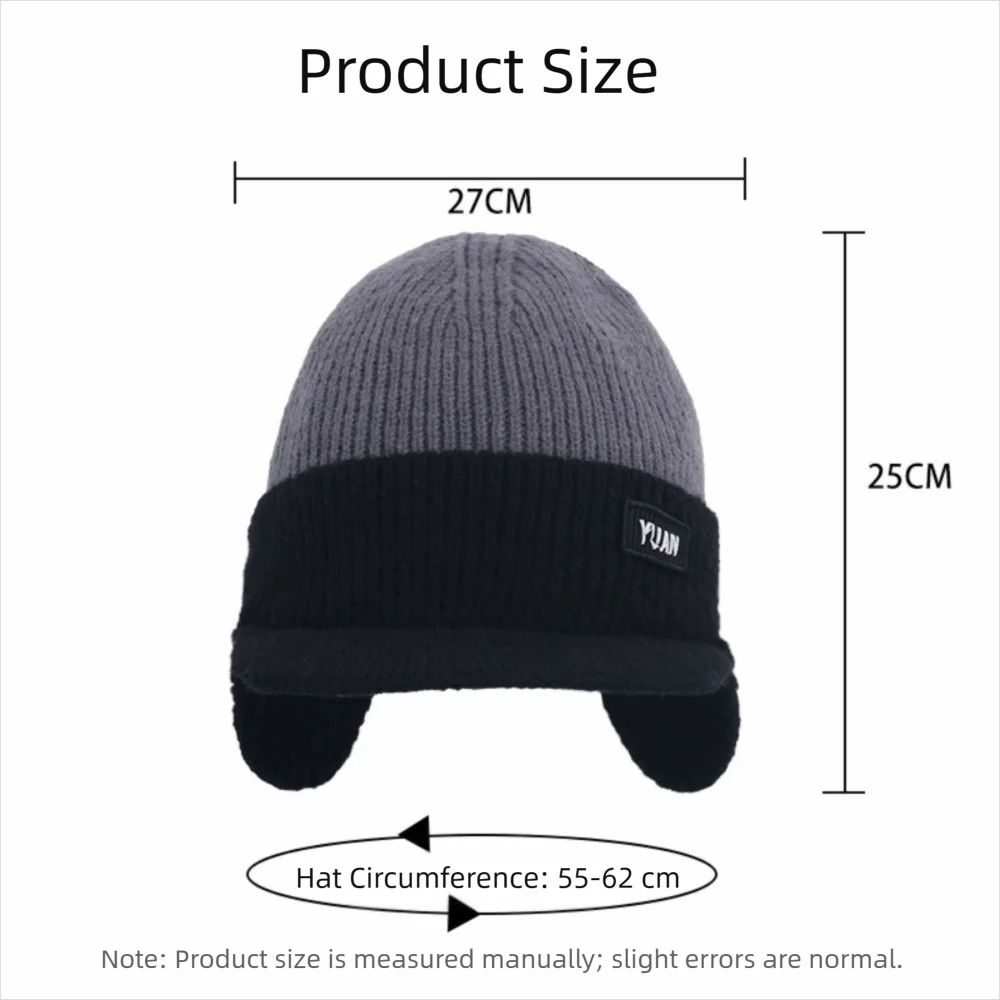 Winter Thermal Knit Baseball Cap Windproof Fleece Ear Flap Hat For Men Women 5