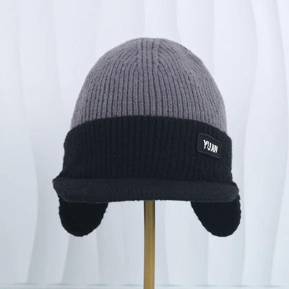 Winter Thermal Knit Baseball Cap Windproof Fleece Ear Flap Hat For Men Women 9