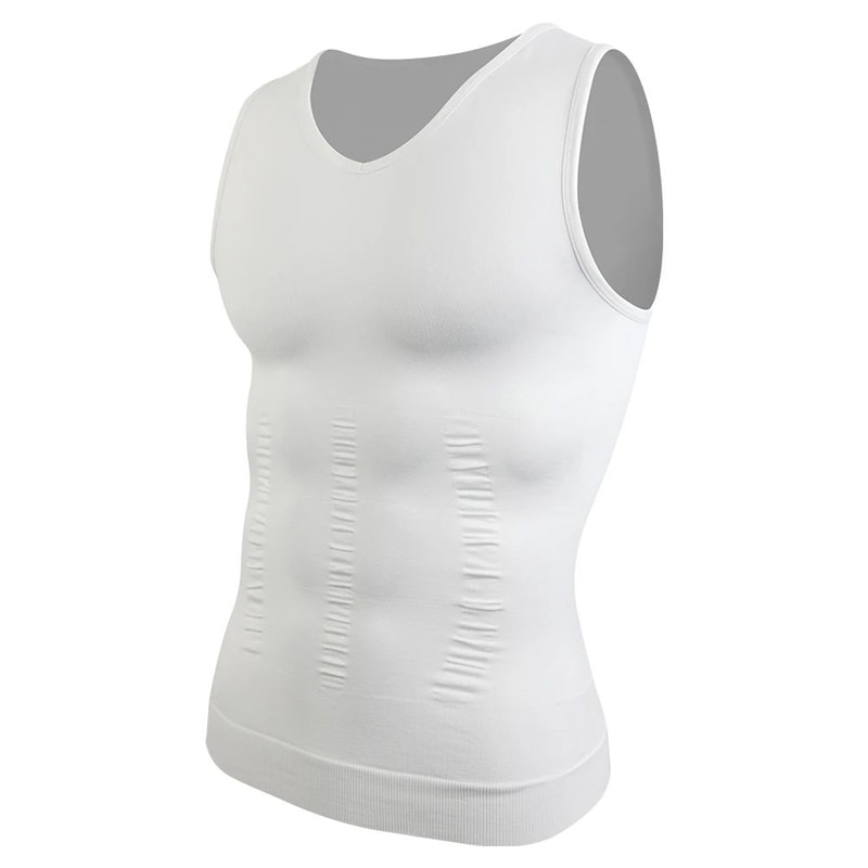 Mens VNeck Compression Body Shaper Tank Slimming Tummy Control Base Layer 7