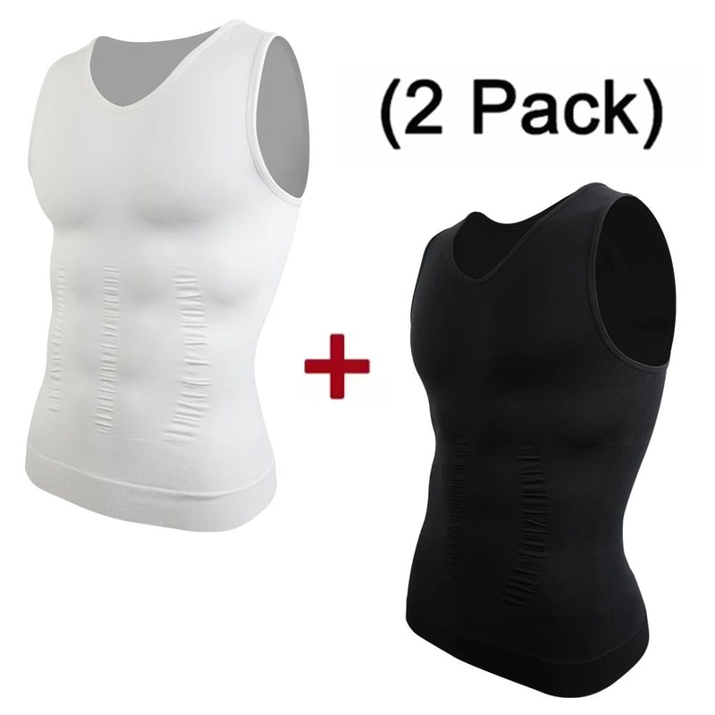Mens VNeck Compression Body Shaper Tank Slimming Tummy Control Base Layer 8