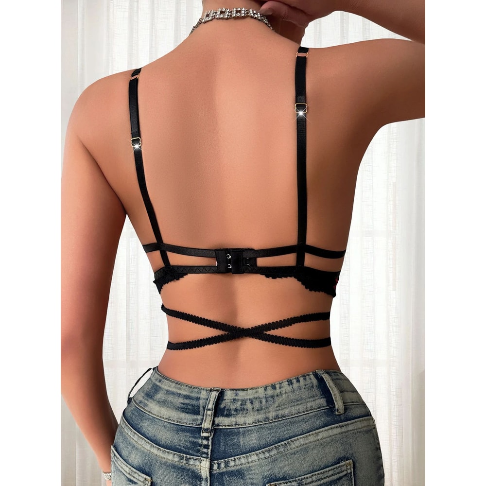 Black Lip Print 34 Cup WireFree Bra Sexy NoPad Fashion Lingerie 5