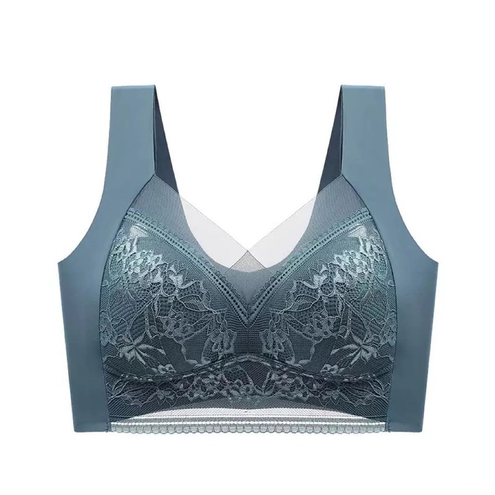 Womens Lace Plus Size Ice Silk Seamless Bra AntiSagging Thin Vest With Light Padding 13