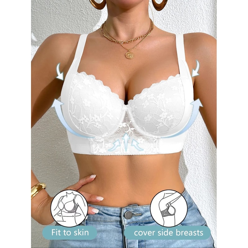 Sexy Lace Underwire PushUp Bra Side Smoothing Minimizer Lingerie AD Cup 9