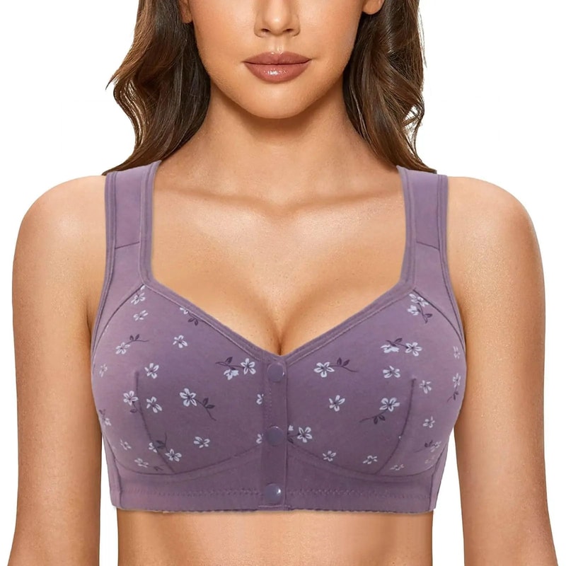 Elegant Front Buckle Floral Nursing Bra 7Piece Breathable Support Set 2