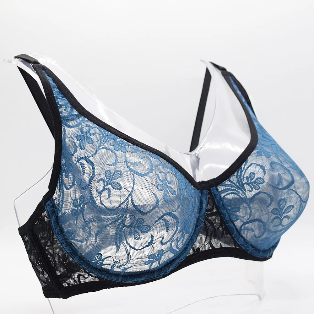 Sexy Lace Embroidery Underwire Bra Hollow Out Plus Size Lingerie AD Cup 2