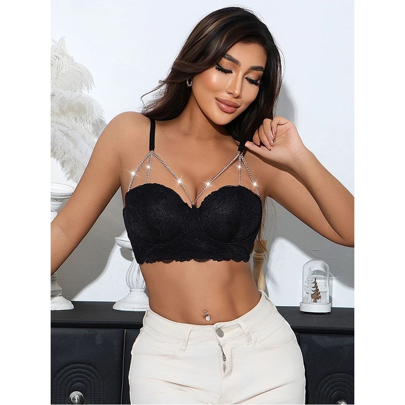 DiamondCharm Lace 34 Cup Underwire PushUp Bra Sexy AntiSagging Bralette For Women 2