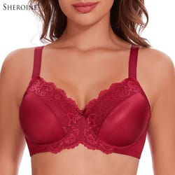 sheroine lace floral underwire minimizer bra – full coverage unlined t-shirt support bra
