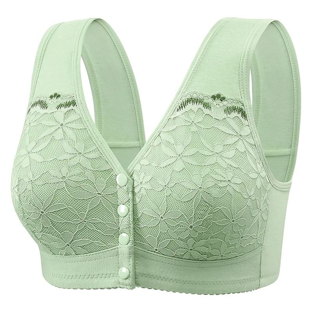 ComfortEase Front Closure Cotton Bra For Seniors Wireless Lace Vest Plus Size Support 8