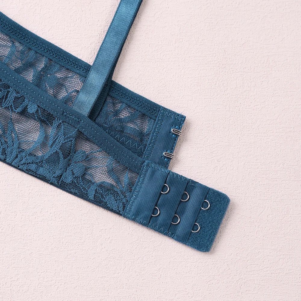 AllureCurve Plus Size Lace Underwire Bra Sheer Embroidered Plunge Lingerie 5