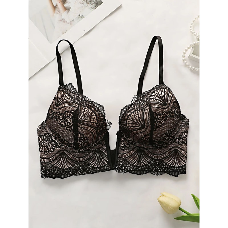 Viomisha Lace VNeck PushUp Bra Underwire Padded Half Cup Lingerie U056 1