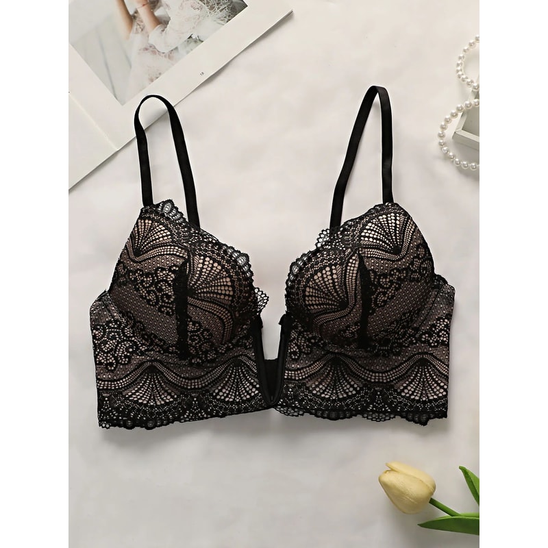 Viomisha Lace VNeck PushUp Bra Underwire Padded Half Cup Lingerie U056 6