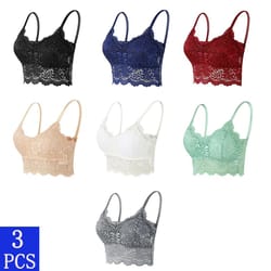 3pcs comfortlace wireless seamless bralette set – padded lace push-up vest bras