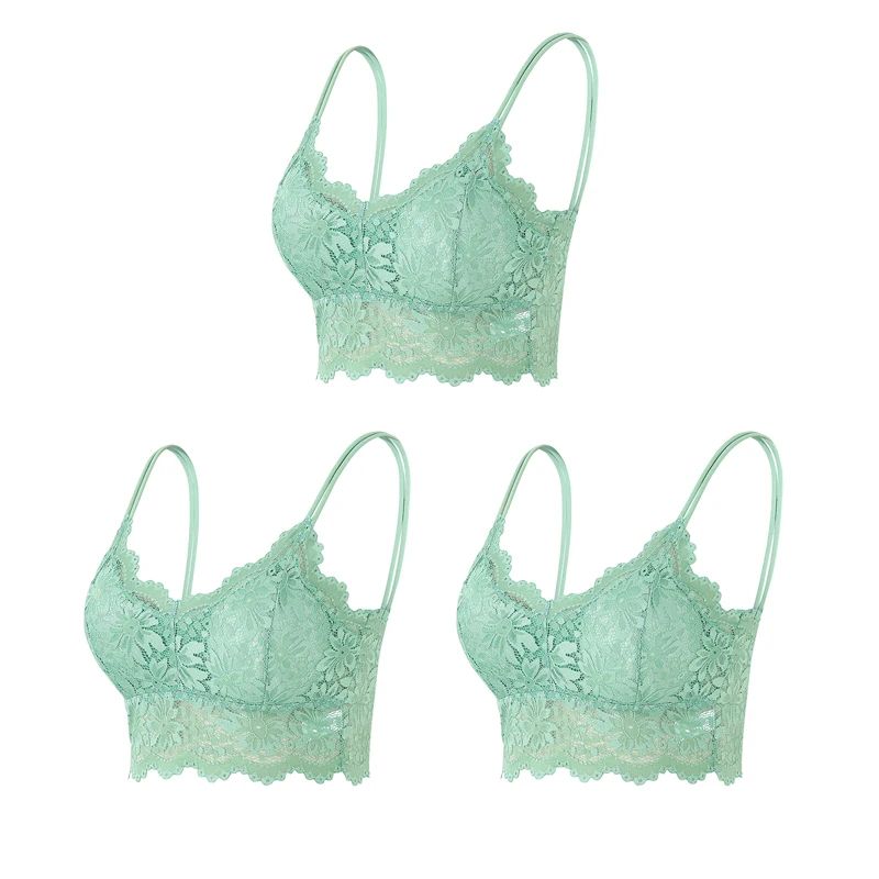 ComfortLace Wireless Seamless Bralette Set Padded Lace PushUp Vest Bras 3 Pcs 7