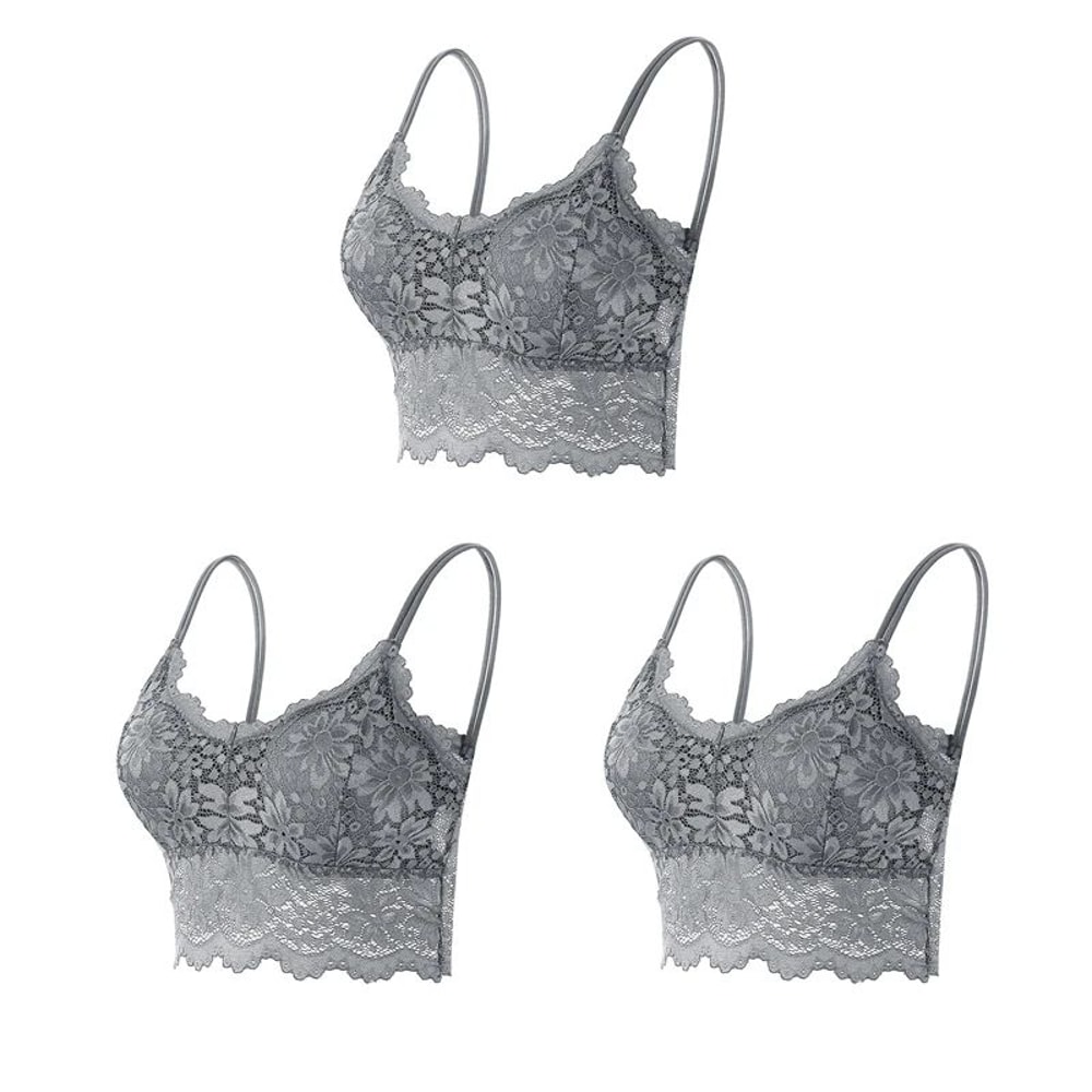 ComfortLace Wireless Seamless Bralette Set Padded Lace PushUp Vest Bras 3 Pcs 8