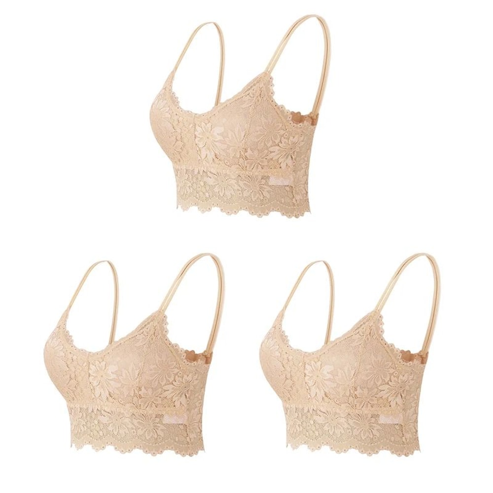 ComfortLace Wireless Seamless Bralette Set Padded Lace PushUp Vest Bras 3 Pcs 9