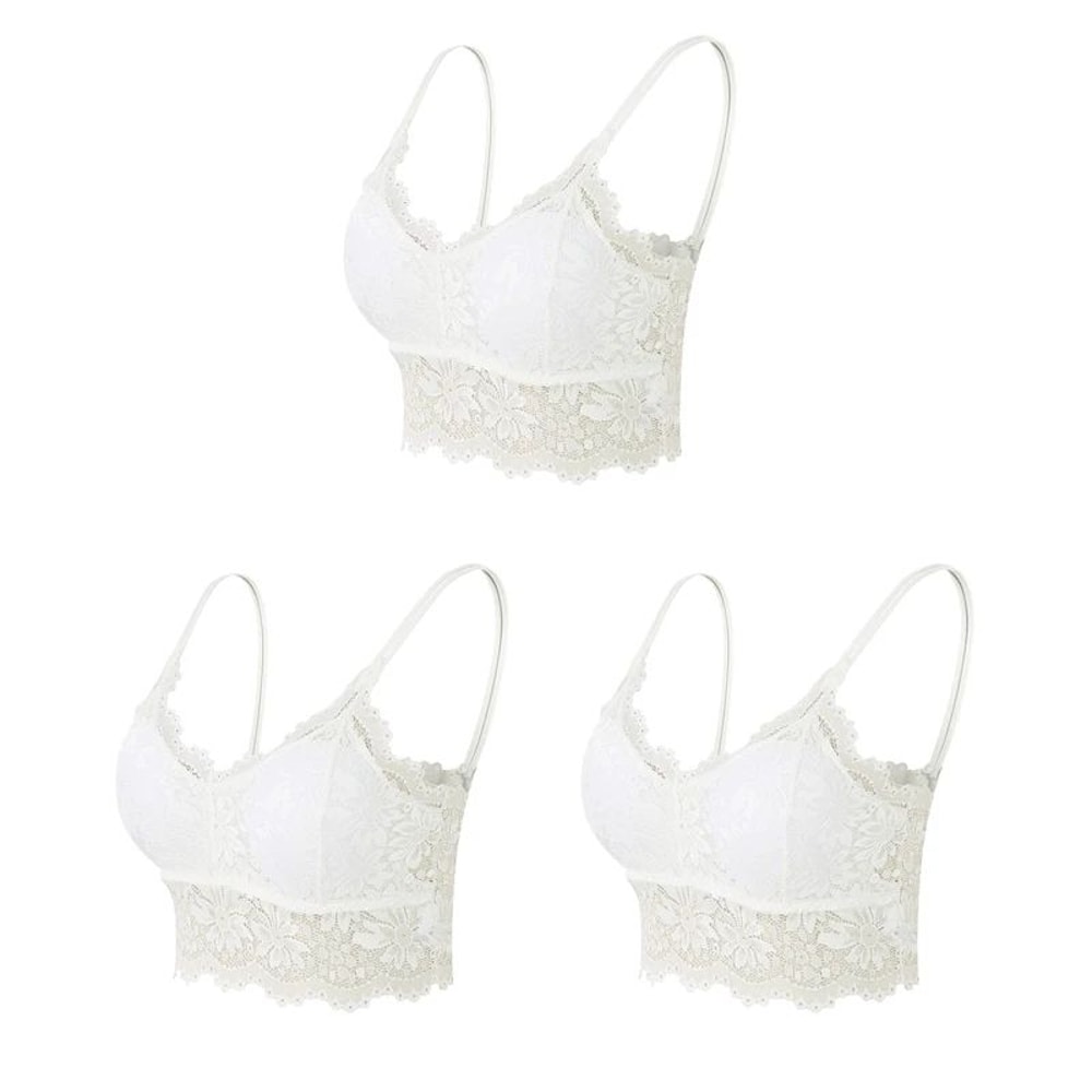 ComfortLace Wireless Seamless Bralette Set Padded Lace PushUp Vest Bras 3 Pcs 13