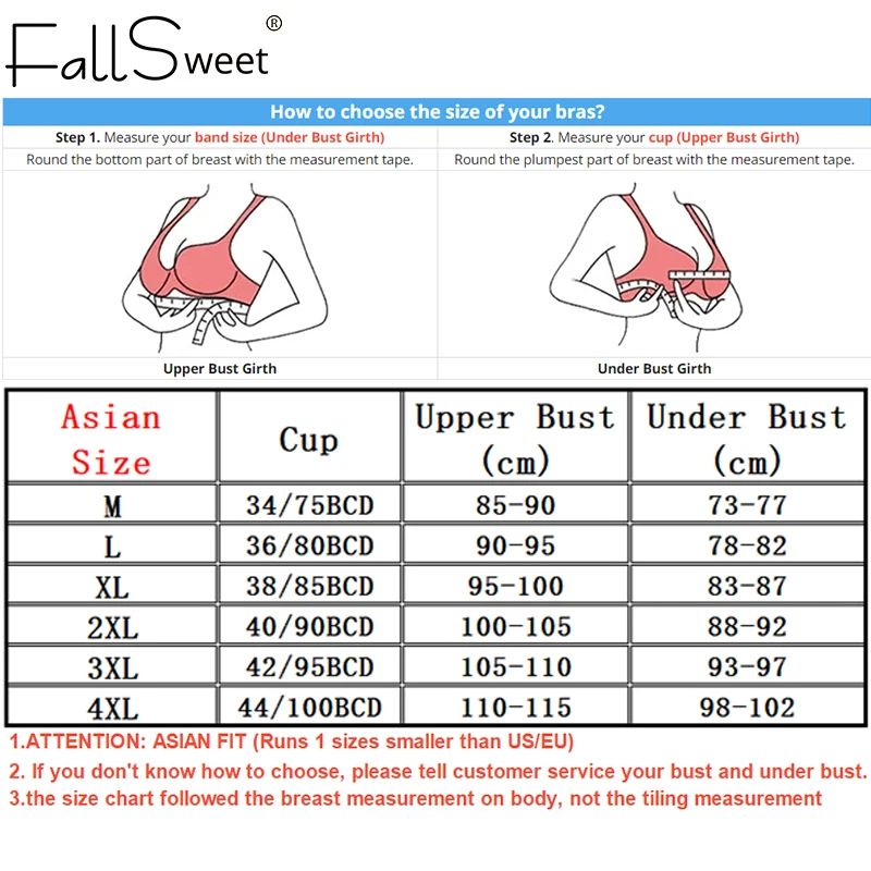 FallSweet Ice Silk Deep V Lace Wireless PushUp Bra Set L5XL 3 Pcs 5