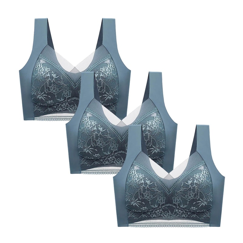 FallSweet Ice Silk Deep V Lace Wireless PushUp Bra Set L5XL 3 Pcs 14