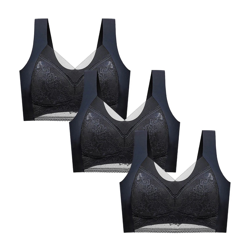 FallSweet Ice Silk Deep V Lace Wireless PushUp Bra Set L5XL 3 Pcs 18