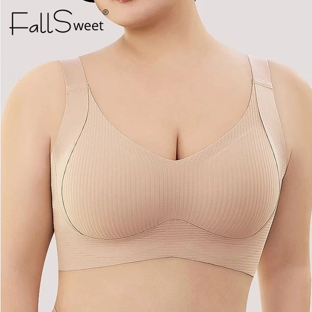 4 Pcs FallSweet Wireless Push Up Seamless Bras For Women Breathable Large Size Invisible Comfort B 1