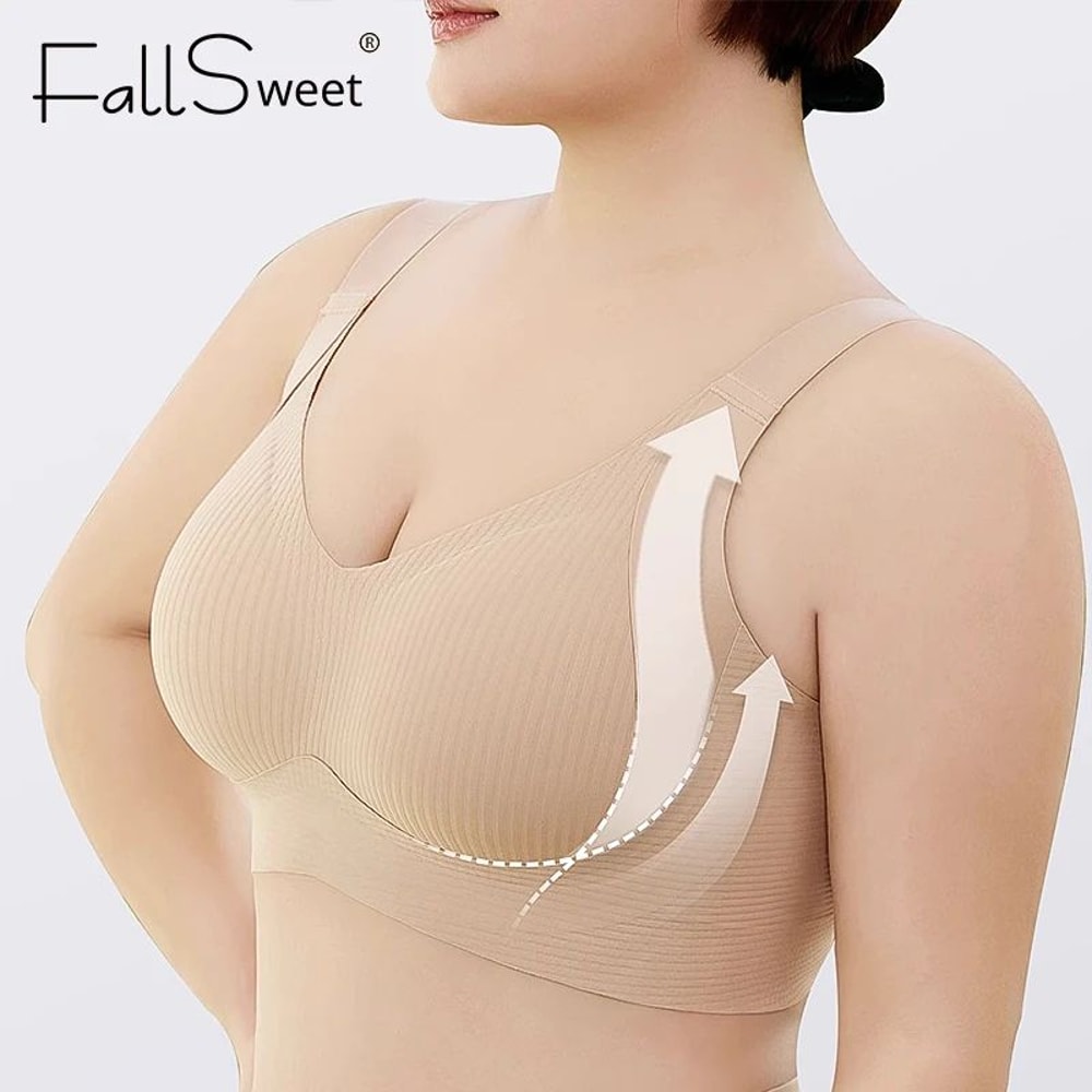 4 Pcs FallSweet Wireless Push Up Seamless Bras For Women Breathable Large Size Invisible Comfort B 2