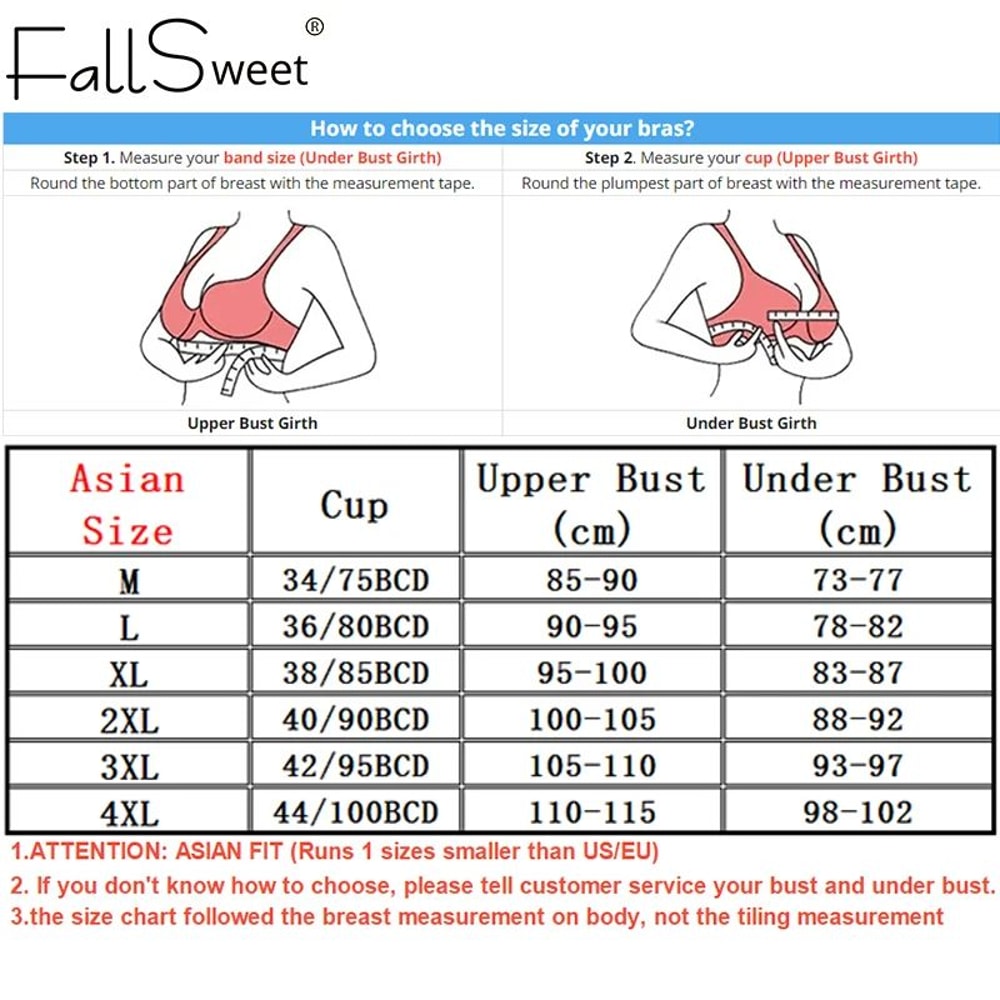 4 Pcs FallSweet Wireless Push Up Seamless Bras For Women Breathable Large Size Invisible Comfort B 5