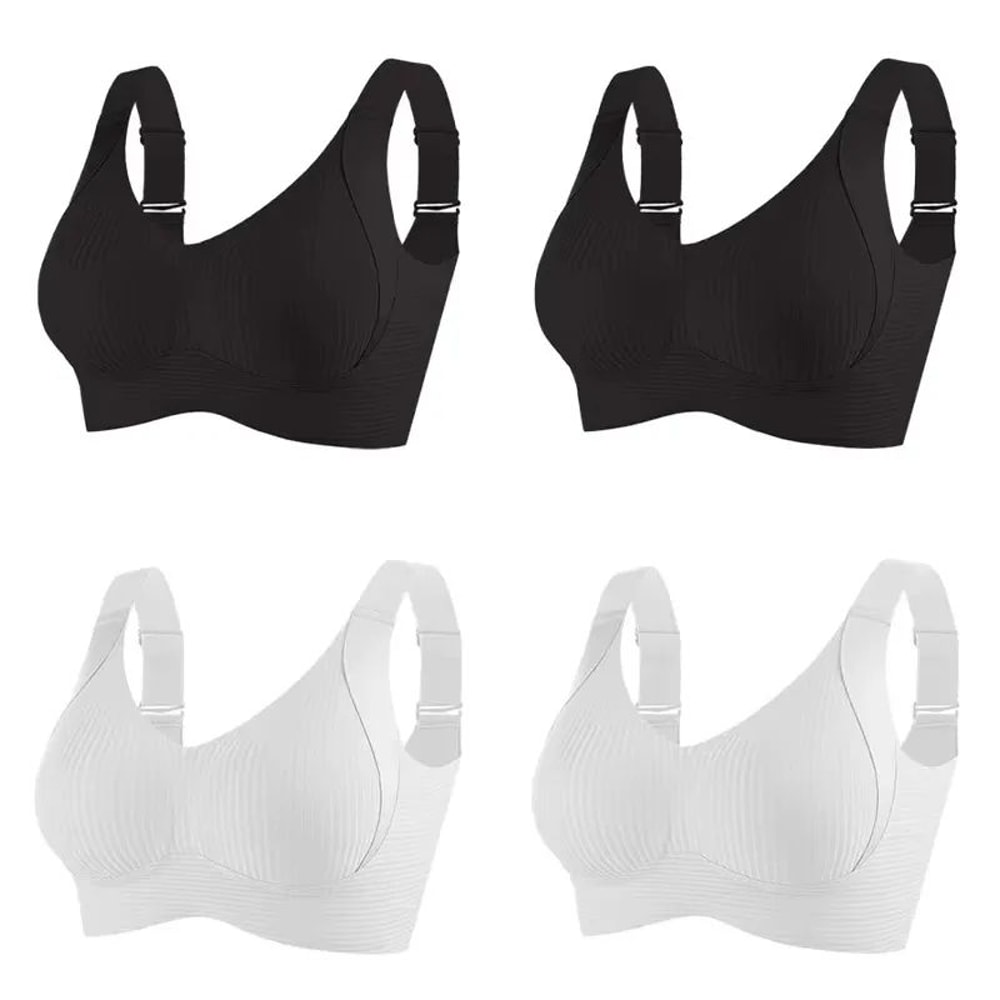 4 Pcs FallSweet Wireless Push Up Seamless Bras For Women Breathable Large Size Invisible Comfort B 9