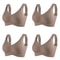 4 Pcs FallSweet Wireless Push Up Seamless Bras For Women Breathable Large Size Invisible Comfort B 10
