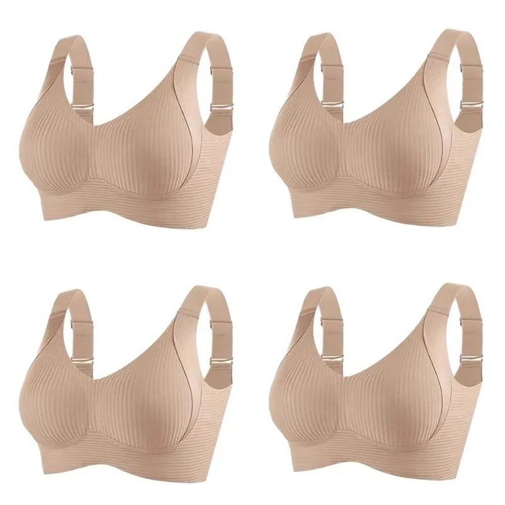 4 Pcs FallSweet Wireless Push Up Seamless Bras For Women Breathable Large Size Invisible Comfort B 12