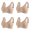 4 Pcs FallSweet Wireless Push Up Seamless Bras For Women Breathable Large Size Invisible Comfort B 12