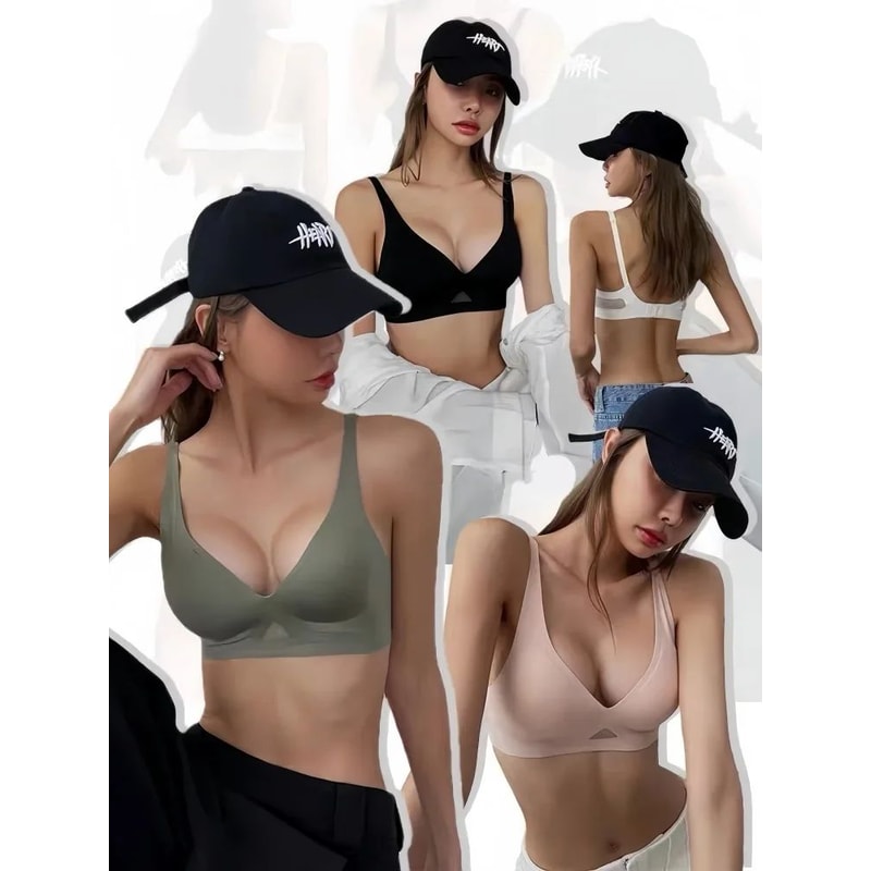 Seamless Push Up Bra For Women Wireless VNeck UBack Breathable Bralette SXL 2