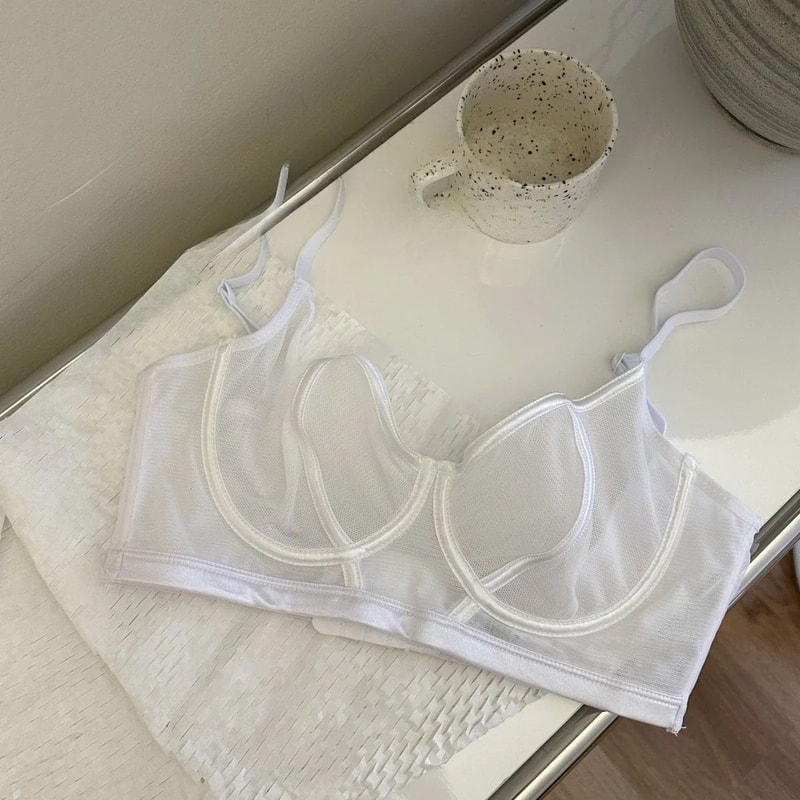 Transparent UltraThin Lace Strapless Bra Sexy Embroidered Underwire Lingerie 1