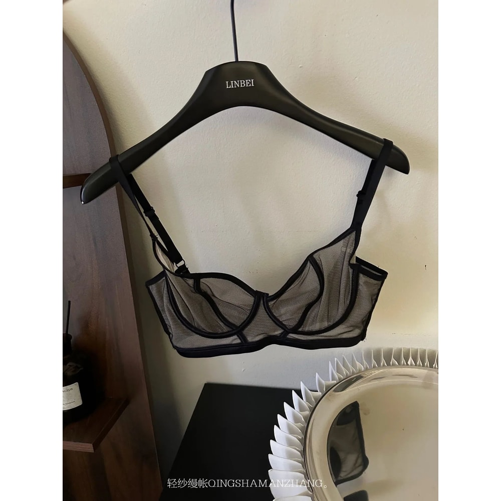 Transparent UltraThin Lace Strapless Bra Sexy Embroidered Underwire Lingerie 6