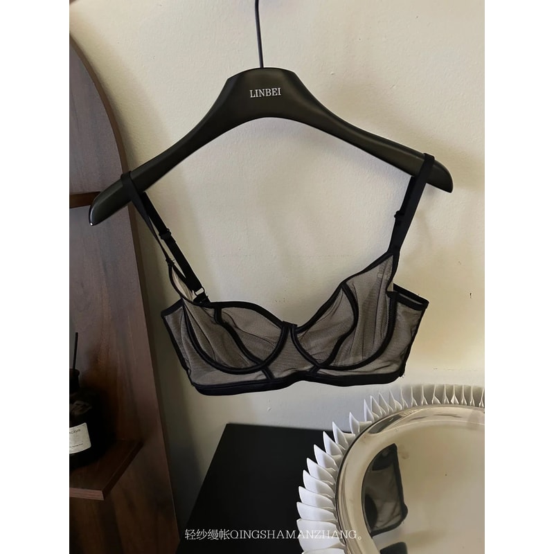 Transparent UltraThin Lace Strapless Bra Sexy Embroidered Underwire Lingerie 6