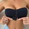 Womens Black Front Buckle Ice Silk Strapless Bra Wireless Removable Padded Traceless Bralette 1