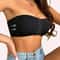 Womens Black Front Buckle Ice Silk Strapless Bra Wireless Removable Padded Traceless Bralette 4