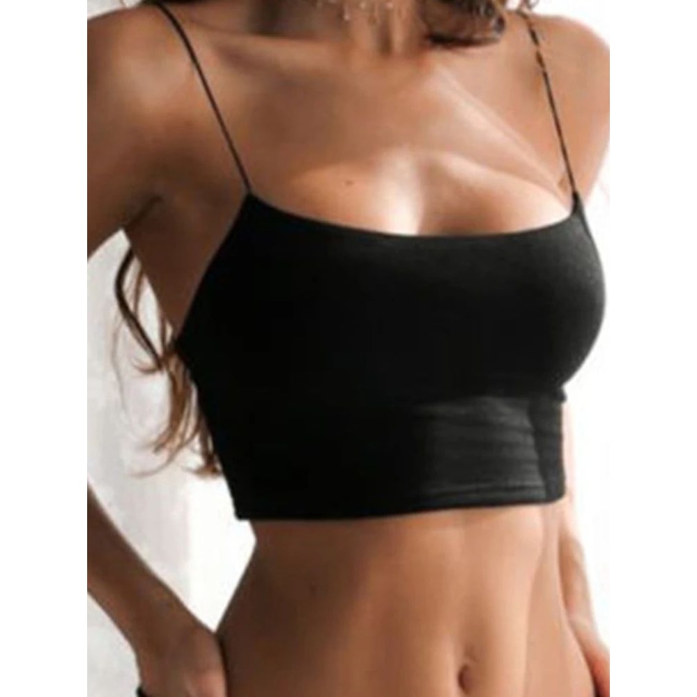 Sexy Black Halter Crop Top Backless Sleeveless Summer Camisole For Women 0