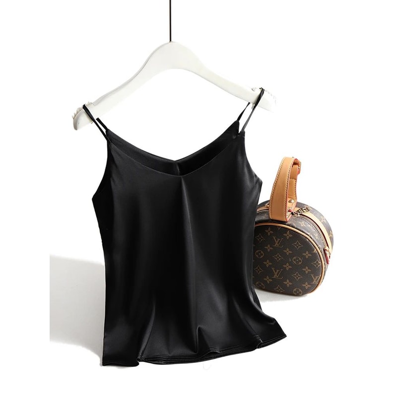 AOSSVIAO 2026 Satin Silk Spaghetti Strap Cami Halter VNeck Sleeveless Summer Tank Top 6