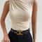 Fashion Mock Neck Ruched Tank Top Y2K Pleated Sleeveless Summer Tee For Women 2
