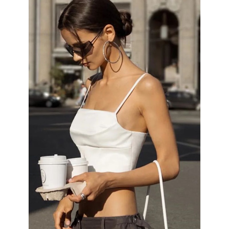 Sexy LaceUp Backless Spaghetti Strap Crop Top Bandage Summer Party Camisole 4